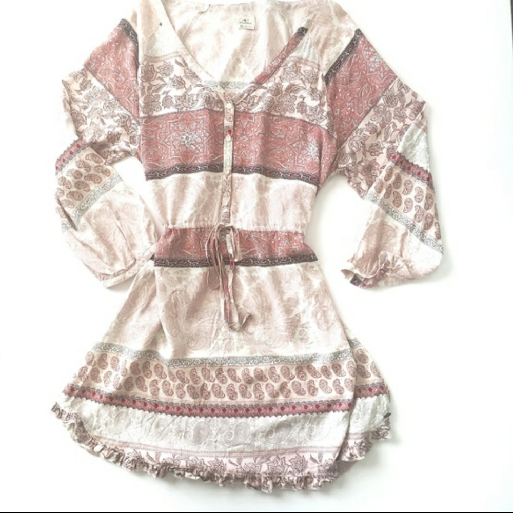 O'Neill Miki Henley Blush Pink Boho Dress X-Large